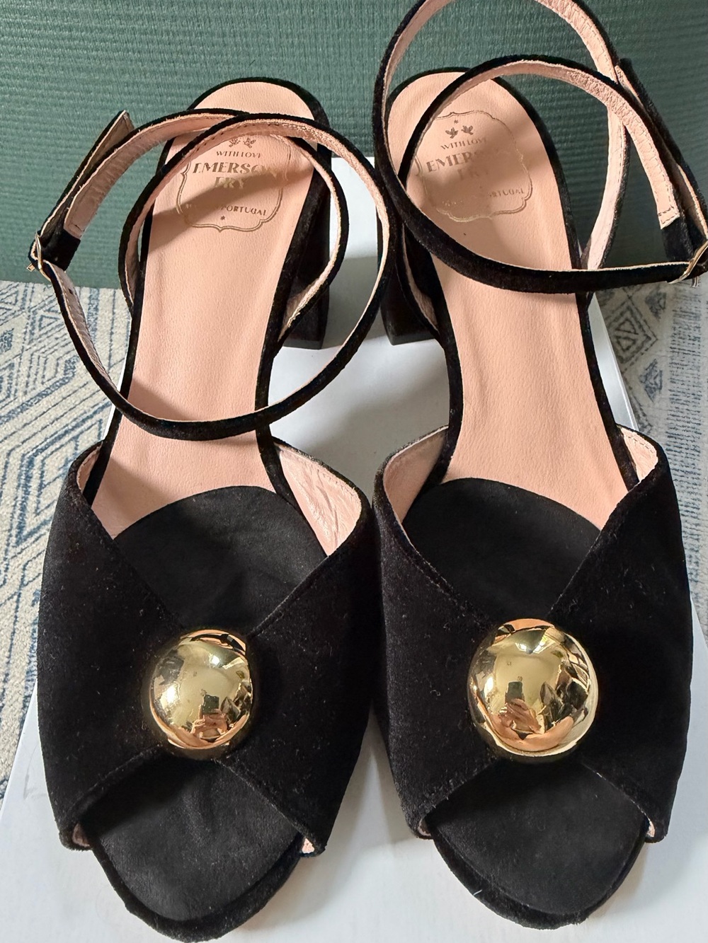 Emerson Fry Black Velvet Jewel Heel
